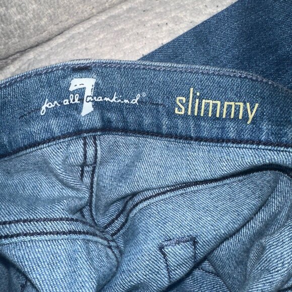 Mens' 7 (Seven) For Mankind Light Denim Slimmy Jeans - Tattered - 33/30 - Picture 13 of 13